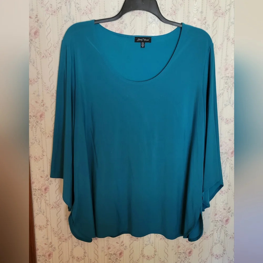 Slinky Brand Dark Teal 2X Bell Sleeve